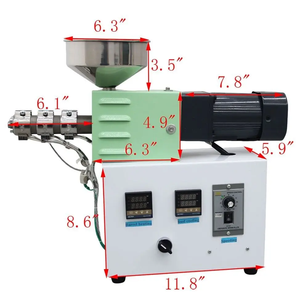 SJ15 Мини-настольный экструдер с одним винтом 14:1 L/D Экструзия пластиковой нити для