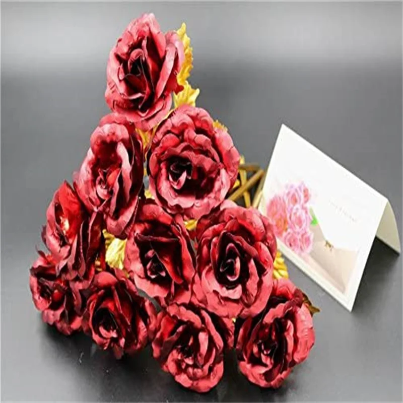 

Artificial Flower 24K Gold Leaf Roses Roses That Never Fade Girlfriend Gift for Girl Valentine's Day Present Gold Leaf Flower