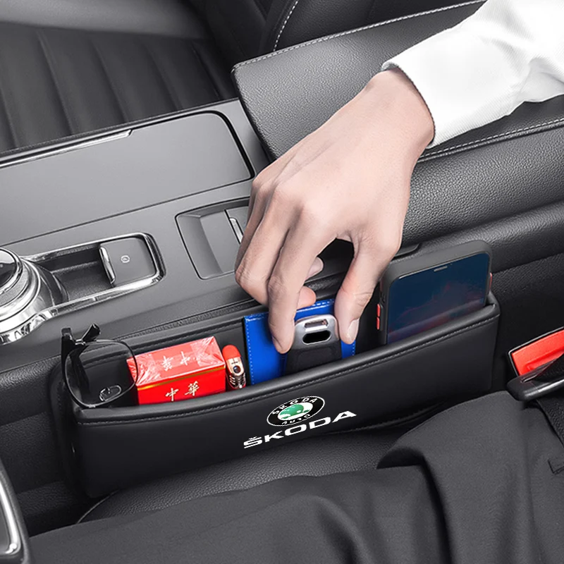 

Car Organizer Box Leather Seat Crevice Gap Storage Bag For Skoda Octavia 2 3 A5 A7 A8 Kodiaq Fabia Rapid Superb Karoq Kamiq Yeti