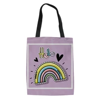 rainbow pattern portable shopping bag fashion outdoor travel handbag lightweight adult women bolso de mano