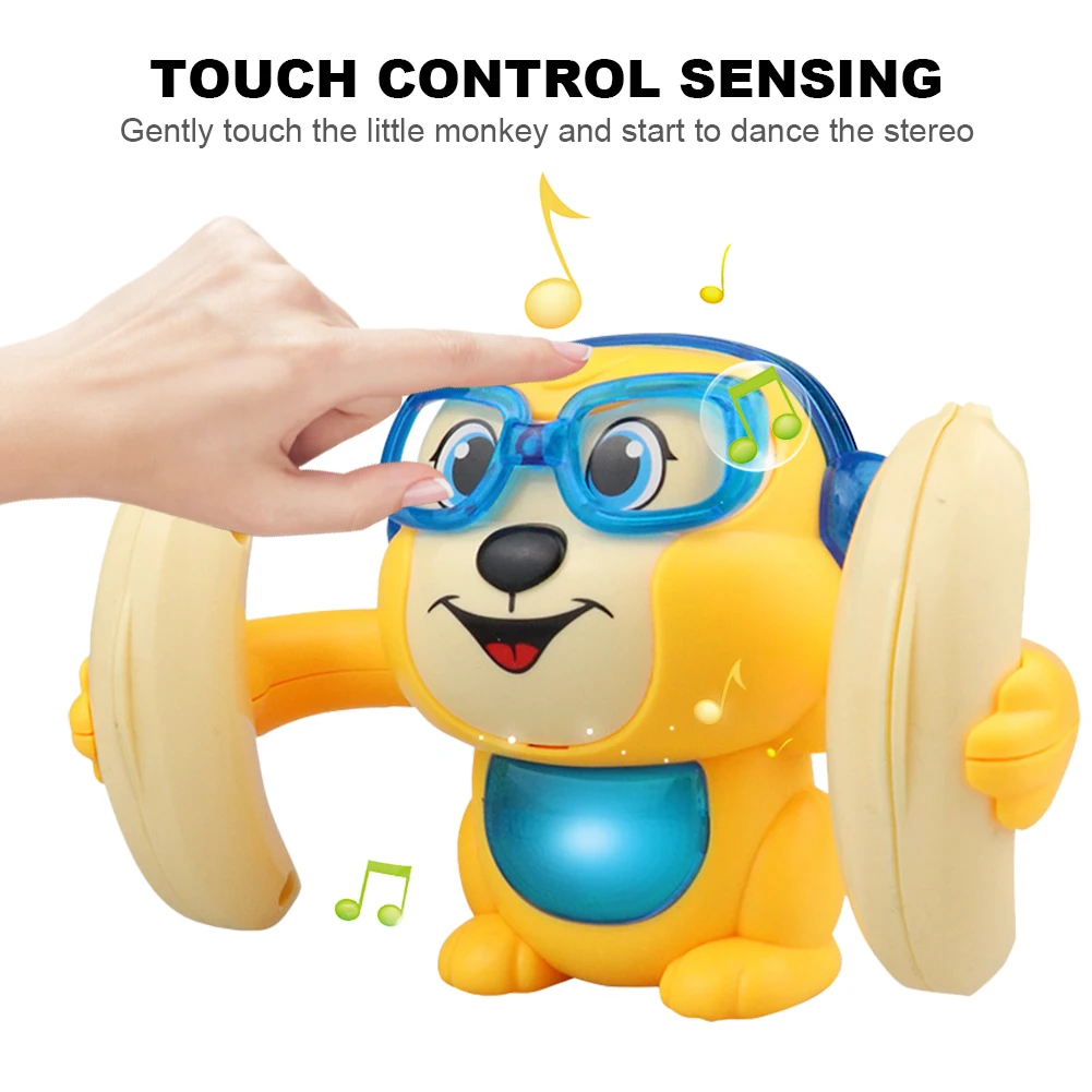 

Electric Tumbling Monkey Animal Toy Glowing Voice Control Light Up Rolling Doll 360 Rolling for Boys and Girls for Children Kids