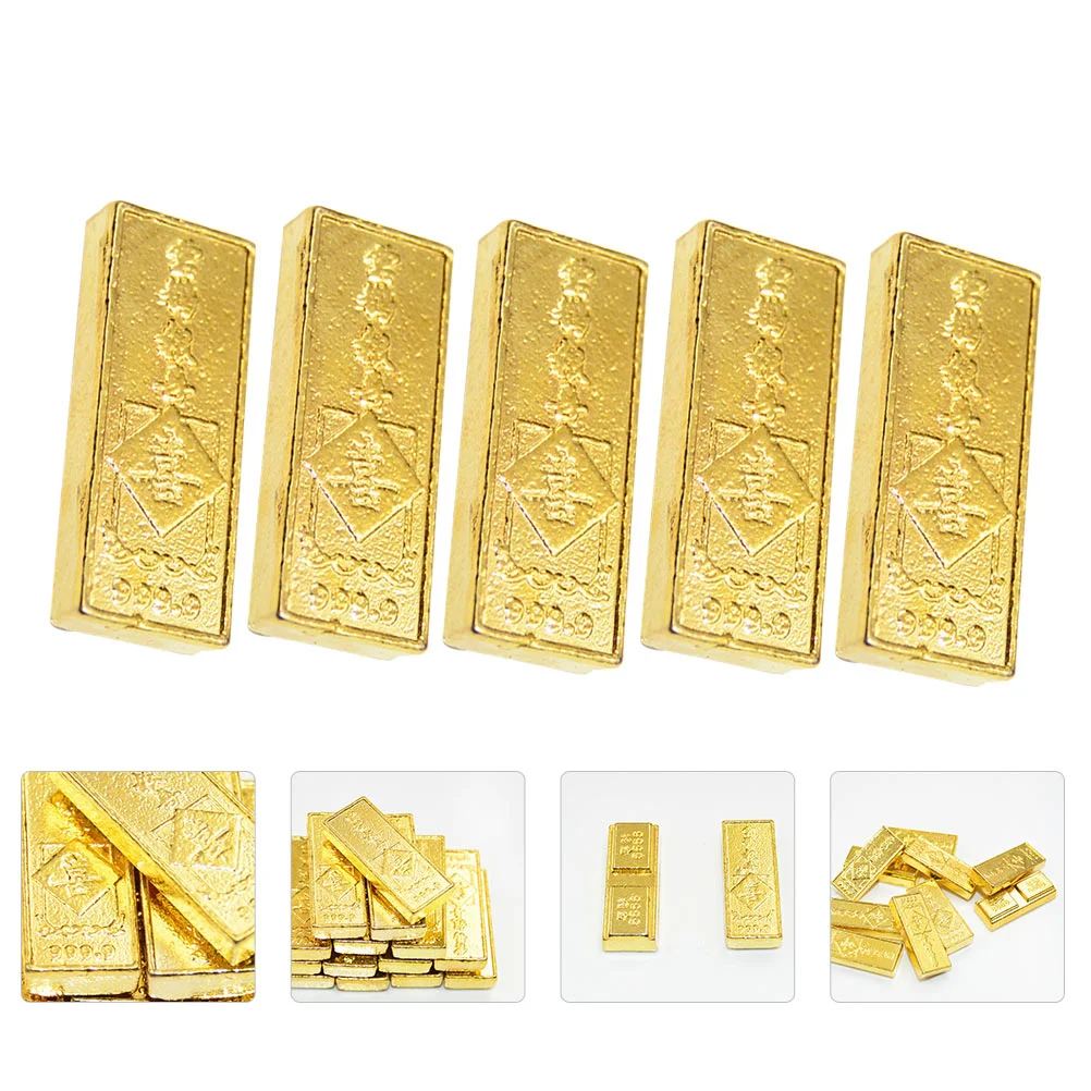 

5 Pcs Gold Brick Ornament Bar Craft Desktop Golden Bullion Decor Chinoiserie Festival Prop Miniture Decoration Party Supplies
