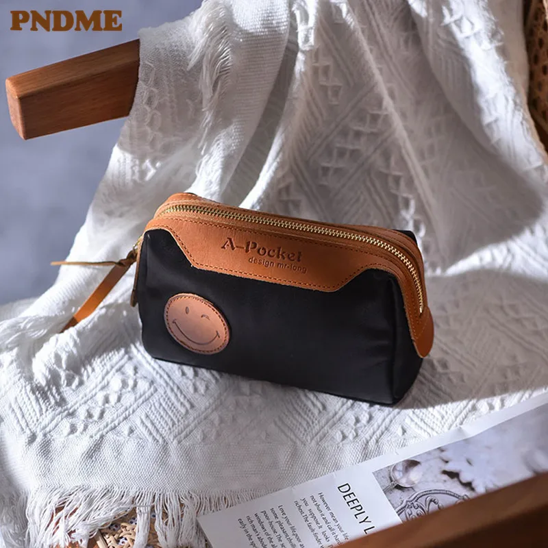 

PNDME vintage luxury genuine leather women clutch bag casual outdoor daily designer handmade real cowhide phone passport wallet