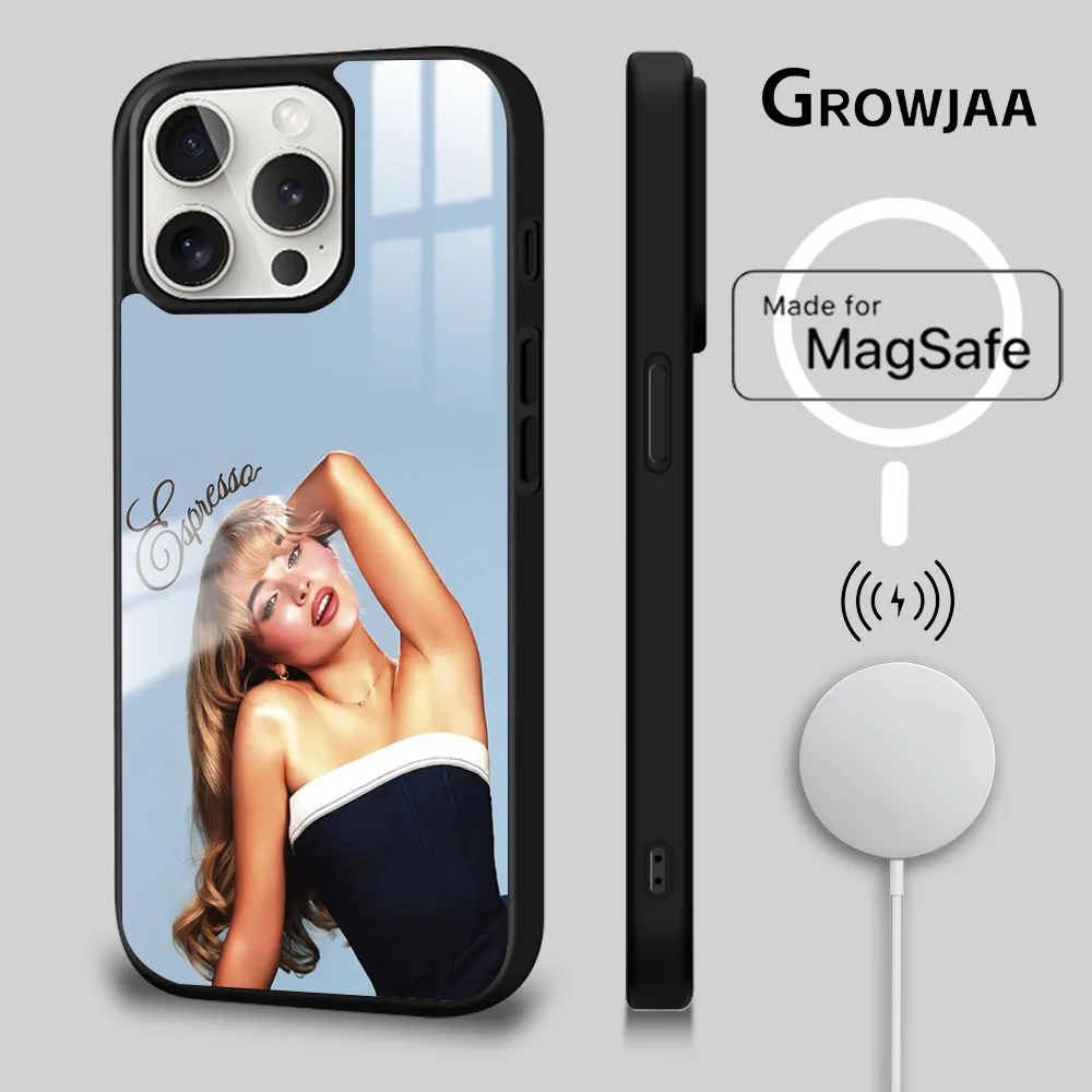 Магнитный чехол для телефона Singer S-Sabrina C-Carpenter iPhone 15 14 13 12 11 Pro Max Plus мини-зеркальный