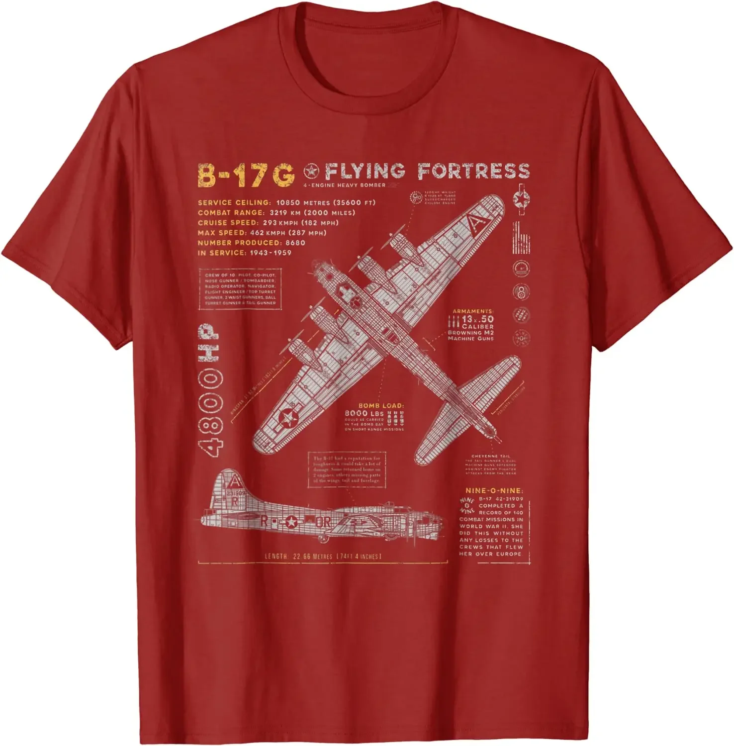B-17 Flying Fortress WW2 B-17G Мужская футболка-бомбер с коротким рукавом Повседневная летняя