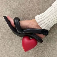 sweet love shaped heel summer shoes women leather sandals buckle fashion sandals sexy high heels party dress casual flip flops