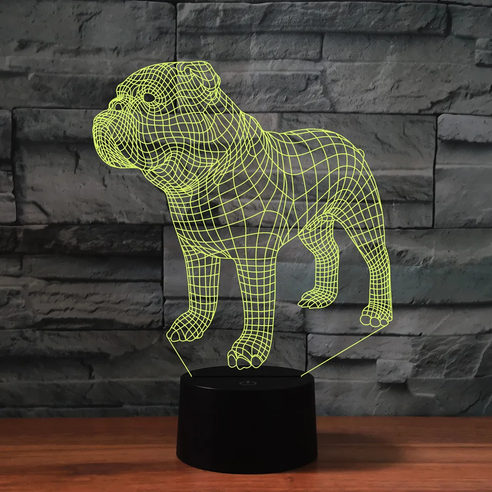 

Night Light Gradient Vision Colorful Creative Remote Control Dog 3D Stereo Vision French Bulldog Illusion Small Desk Table Lamp