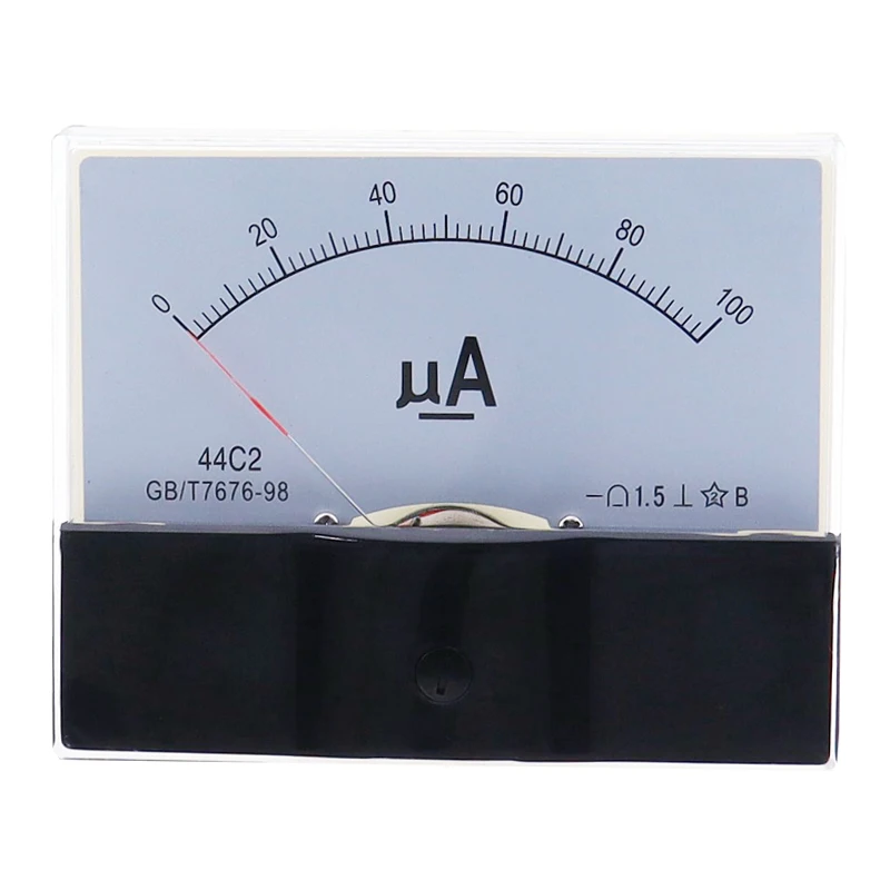Аналоговый панельный Амперметр 44C2 DC A mA μA V 1A 2A 3A 10A 15A 75mA 100UA 500V