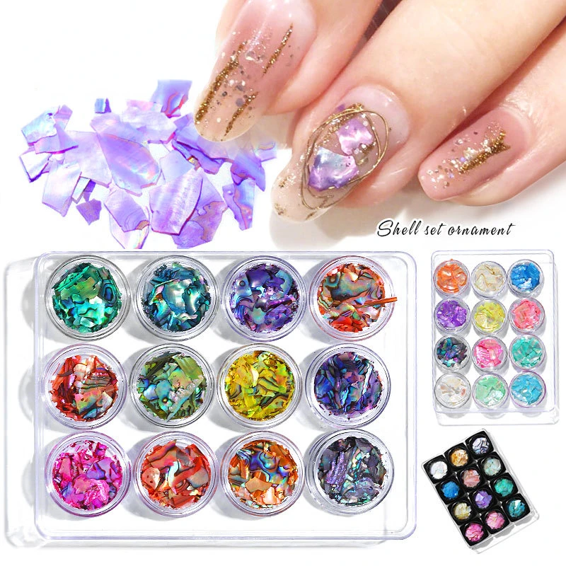 

1 Lot 3D Irregular Abalone Colorful Natural Sea Shell Fragments Texture Nail Art Sequins Decal Manicure DIY Tips