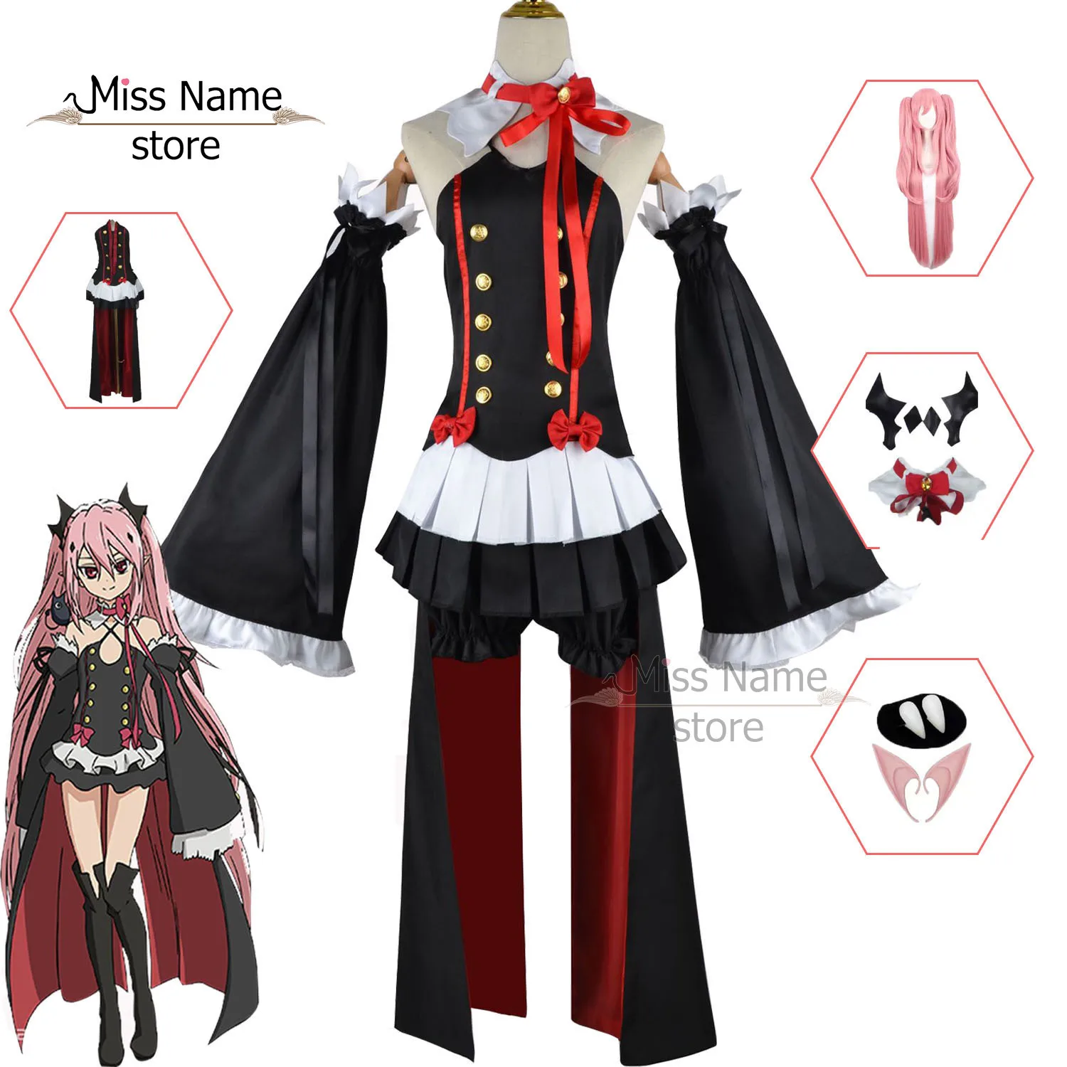 

Seraph of The End Owari no Seraph Krul Tepes Cosplay Costume Dress Uniform Wigs Cosplay Anime Halloween Custume for Women