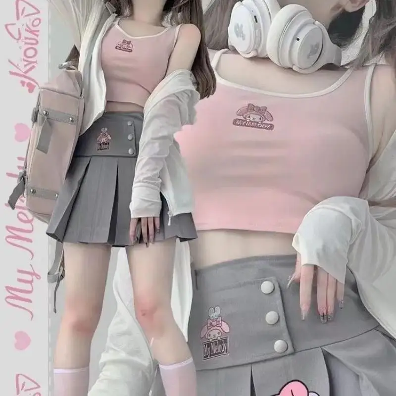 

Симпатичный маленький жилет Sanrio Kuromi Mymelody Cinnamoroll мультяшный милый Универсальный Летний Тонкий Подходит для коротких Аниме Игрушки для девочек