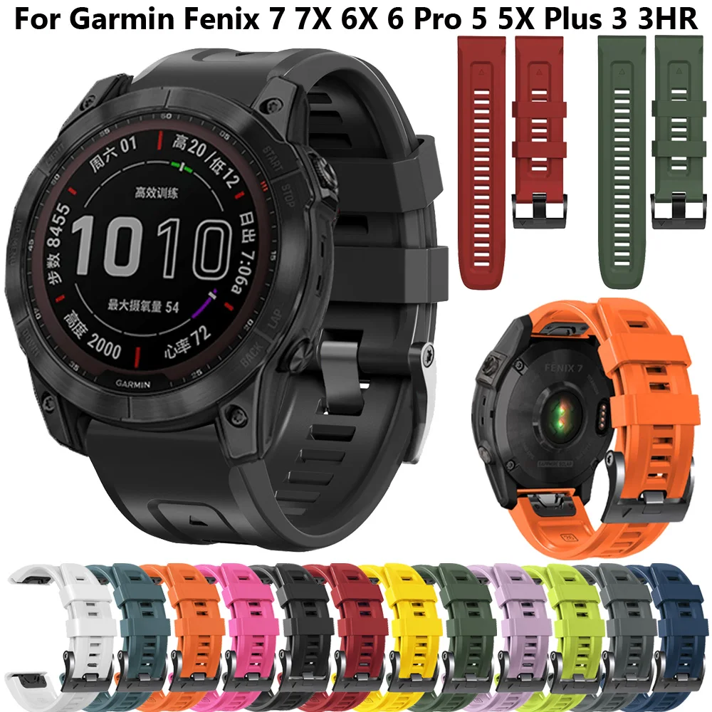 

Original Button Silicone Band For Garmin Fenix 7 7X epix 6X 6 Pro 5X 5 Plus 3 3HR Smart Watch Official Straps 22 26mm Watchbands