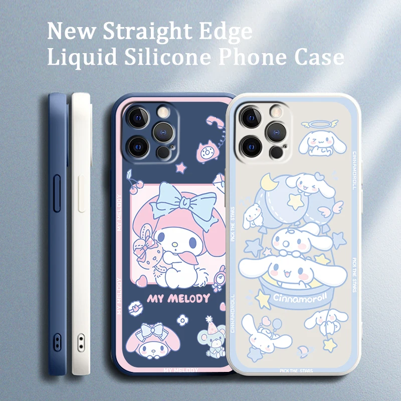 

Melody Cinnamoroll Art Cute Phone Case For Apple iPhone 14 13 12 Mini 11 XS Pro Max X XR 8 7 6 Plus SE Soft Liquid Rope Cover