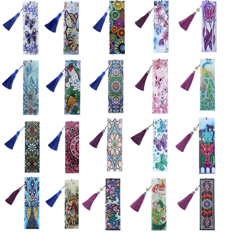 

DIY Diamond Painting Bookmark Special Shaped Exquisite Leather Tassel Bookmarks Students Book Page Mark for Books Handmade Craft