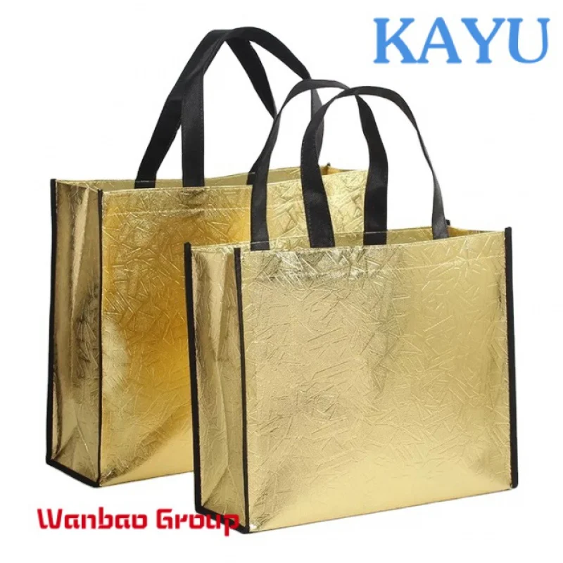 

Customized Extra Large Size Eco Non Woven Grocery Bag Gold Silver Lamination Metallic Non Woven Bag With Logos