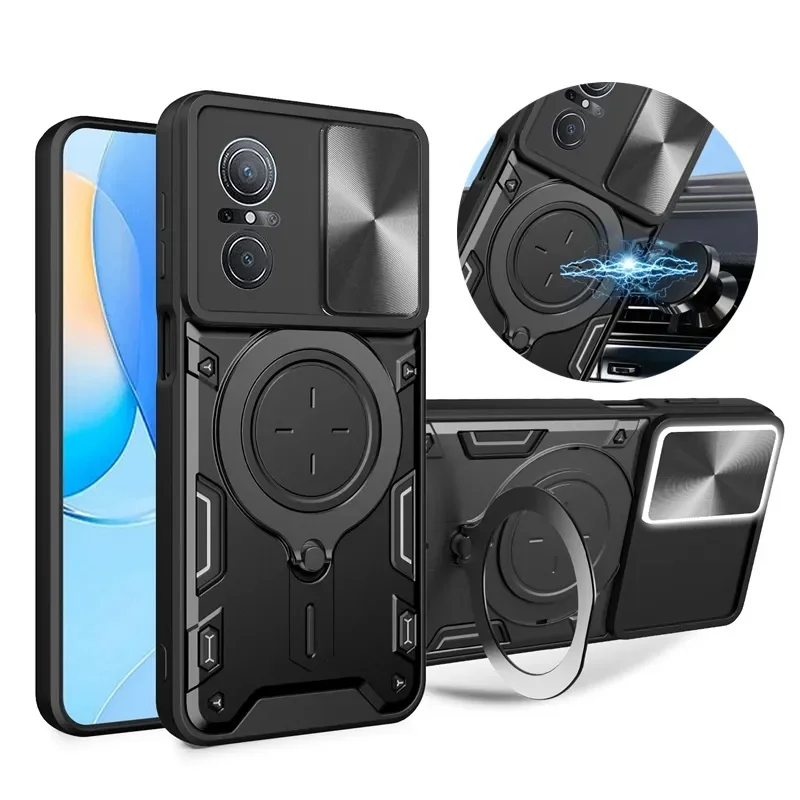 

For Huawei Nova 9 SE Case Magnetic Holder Stand Cover For Hauwei Nova9 SE Nova9SE Nova 9SE Slide Camera Lens Armor Phone Case
