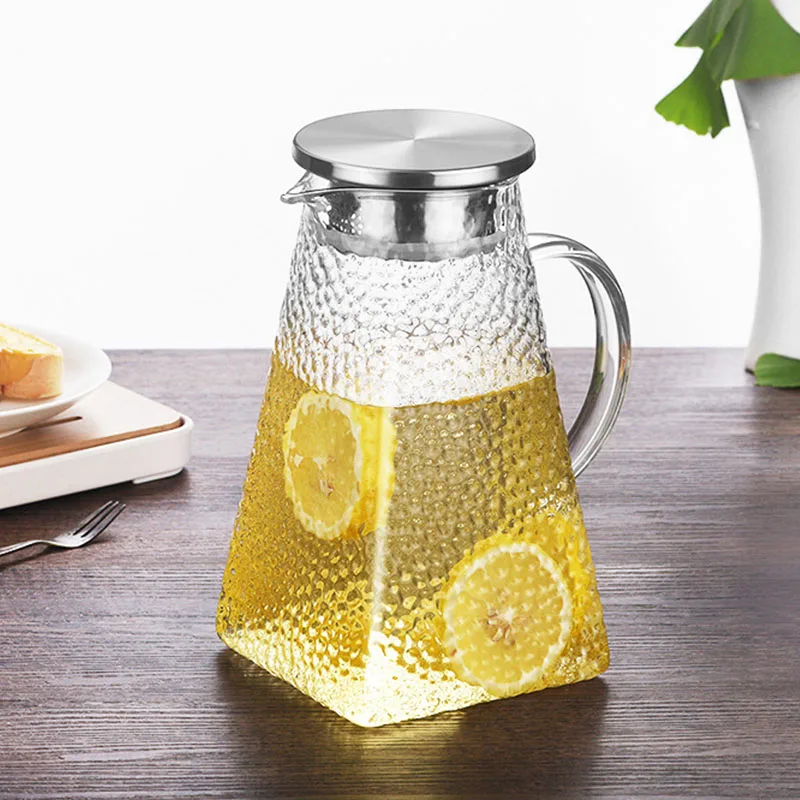

1.2/1.5/1.8L Texture Glass Teapot Set Hot Cold Water Kettle Water Jug Transparent Coffee Pot Home Water Carafe Glass Pitcher