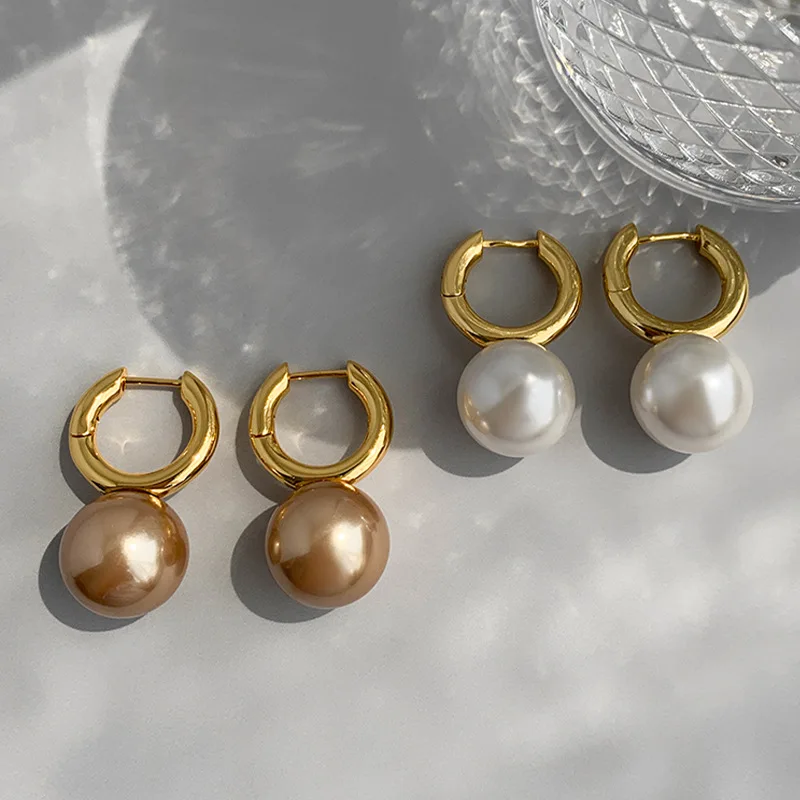 

Luxury Big Pearl Earrings For Women New Trend Charms Aesthetic Korean Ladies Pierced Ear Jewelry Wedding Accessories Gift 2022
