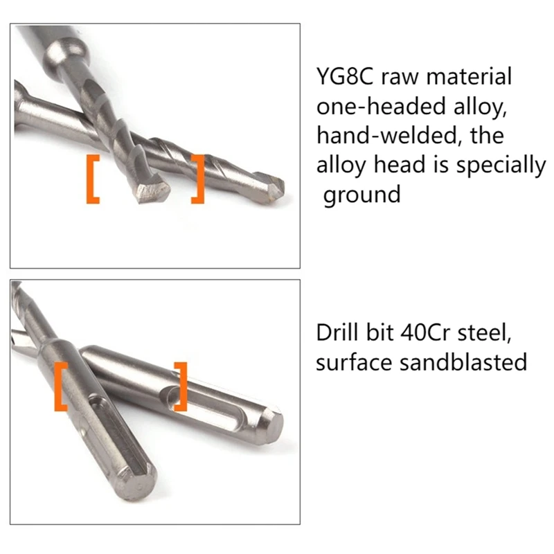 Promotion! 11Pcs SDS Electric Hammer Drill Bits YG8C Carbide Steel Flat Head Masonry Bit Set 10X160-20X45 |