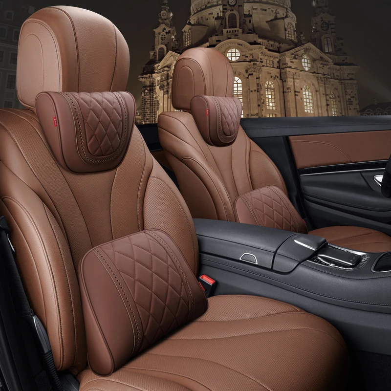 

Napa Leather Car Seat Rest Cushion Headrest Car Neck Pillows For Mercedes Benz Maybach S-Class Headrest Car Accessories