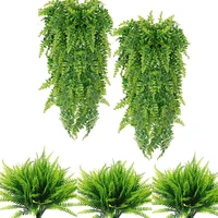 persian fern leaves vines room decor hanging artificial plant plastic leaf grass wedding party wall balcony decoration garland