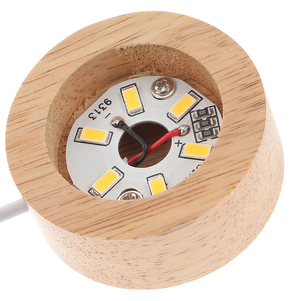 

Wooden Crystal Balls Base Adornment Round Glowing Crystal Balls Rack Light Base