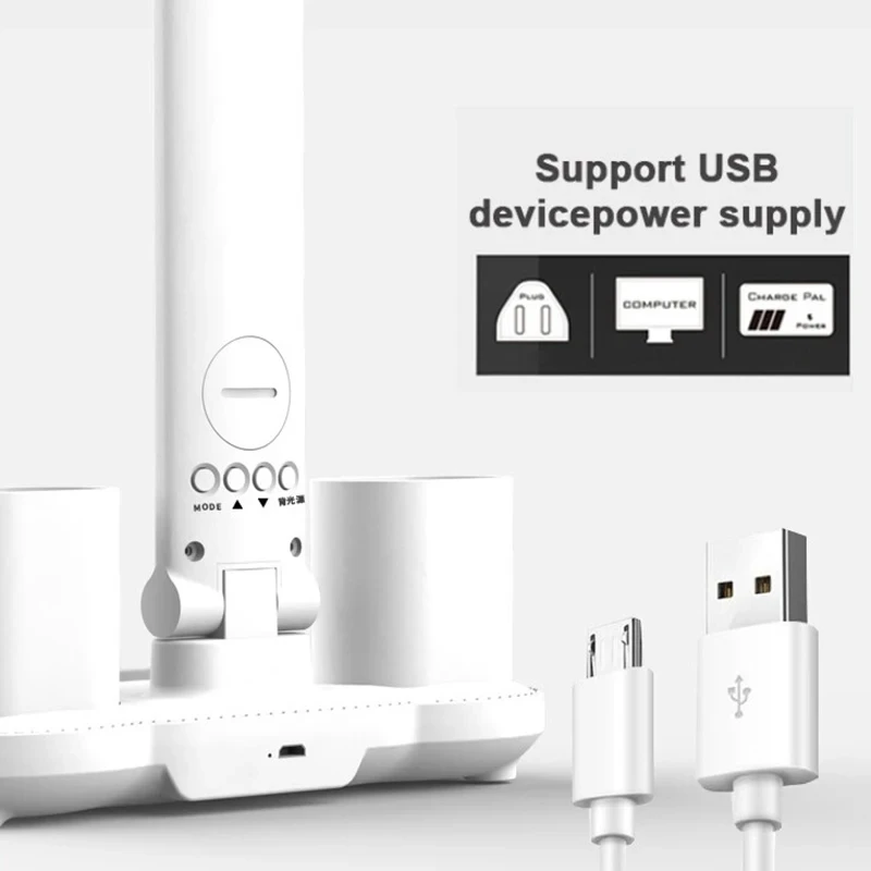 Настольная лампа с USB-зарядкой 2 головки вращение на 180 градусов