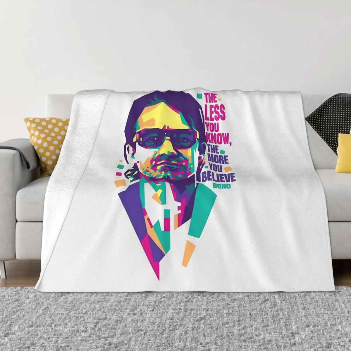 

U2 Music Guitar Band Blanket Flannel BONO Cozy Soft FLeece Bedspread