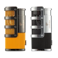 cohiba cigar lighter butane 3 torch jet flame lighter with cigars cutter punch accessories windproof cigarette lighter gift box