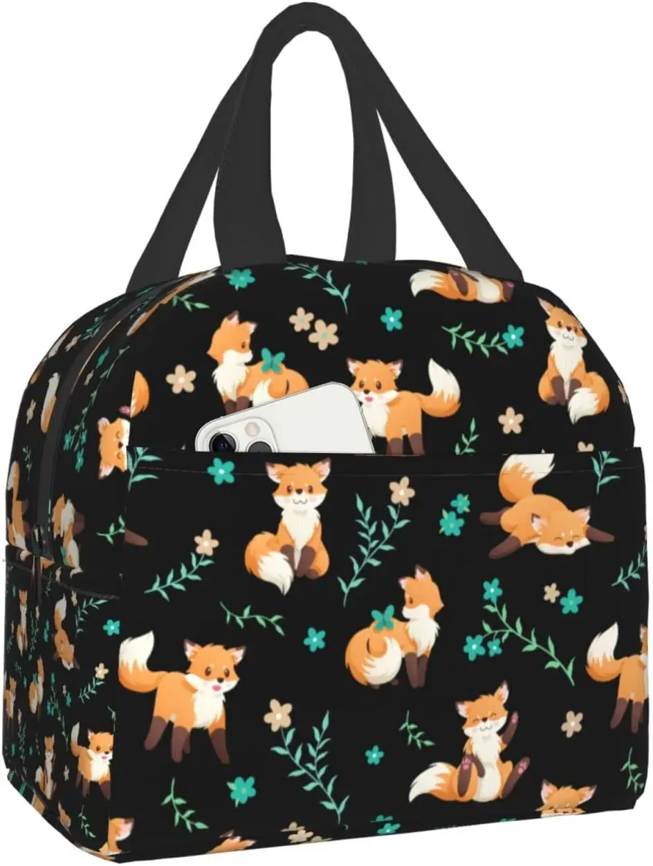 

Fox Lunch Bag For Women Men Insulated Lunch Box Washable Lunch Container Cooler Tote Bag Reusable Lunch Box