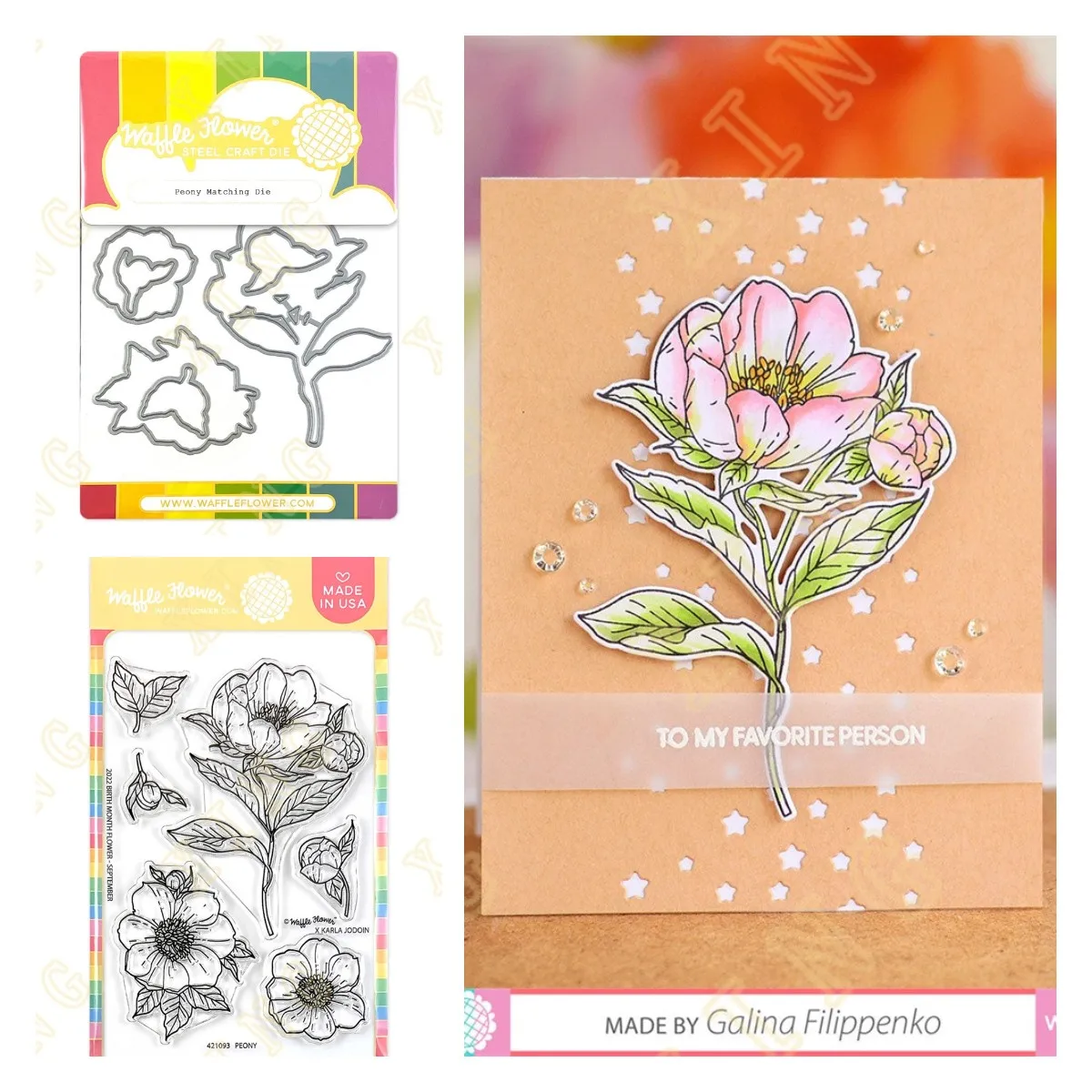 

Peony - September Birth Flower 2022 New Clear Stamps and Metal Cutting Dies for Diy Craft Making Greeting Card Scrapbooking