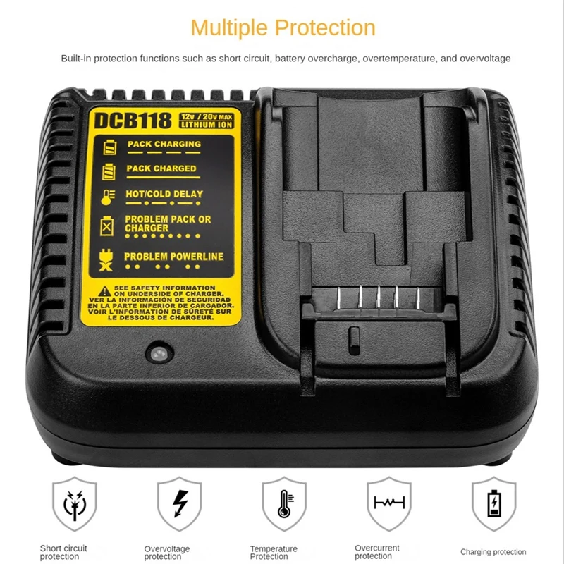 DCB118 Зарядное устройство для аккумулятора Dewalt 12 В 14 4 18 20 DCB200 DCB201 DCB203 DCB205 DCB206 DCB140 и