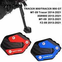 motorcycle aluminum kickstand foot side stand extension enlarger pad support plate for yamaha mt09 mt 09 tracer 900 gt xsr900