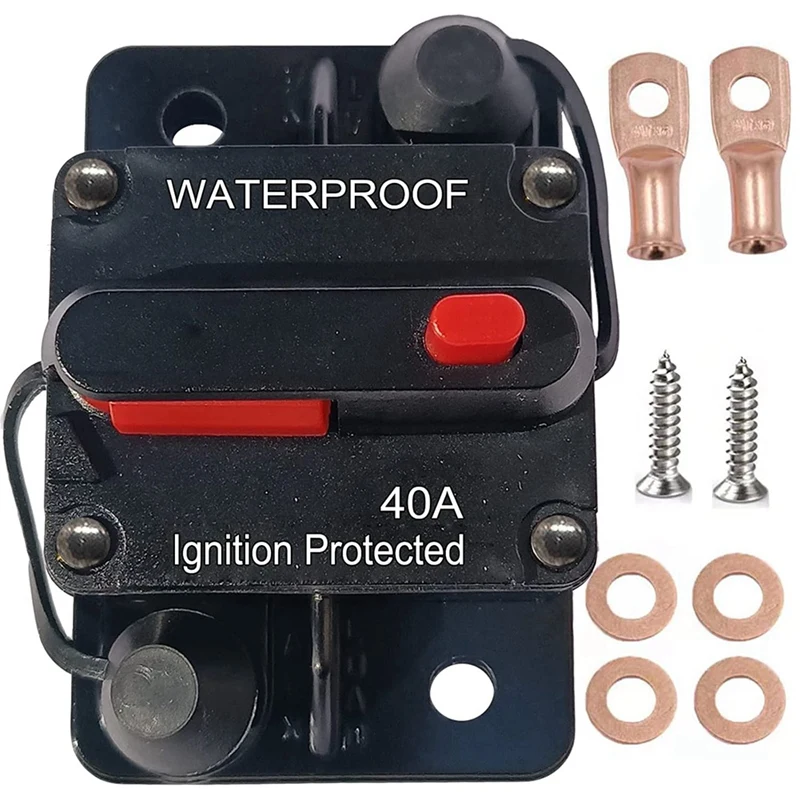 

40Amp Circuit Breaker Manual Reset Inline Fuse Inverter,12V 24V 48V Battery Power Cut Master Switch Disconnect Isolator