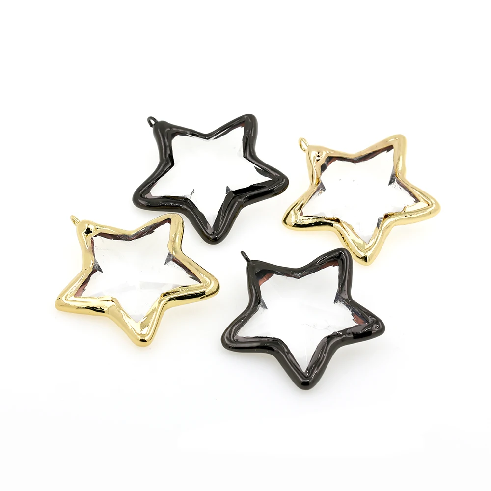 

Pentagonal Glass Crystal Pendants with Black and Gold Plated Edges are Suitable for Necklace Jewelry Making