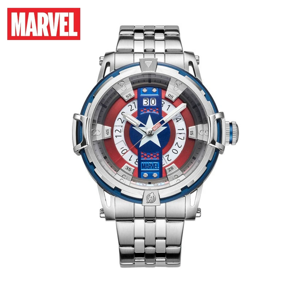 

Marvel Men's Watch Captain America Shield Casual Crystal Luminous Calendar Male Quartz Movement Clock Relogio Masculino