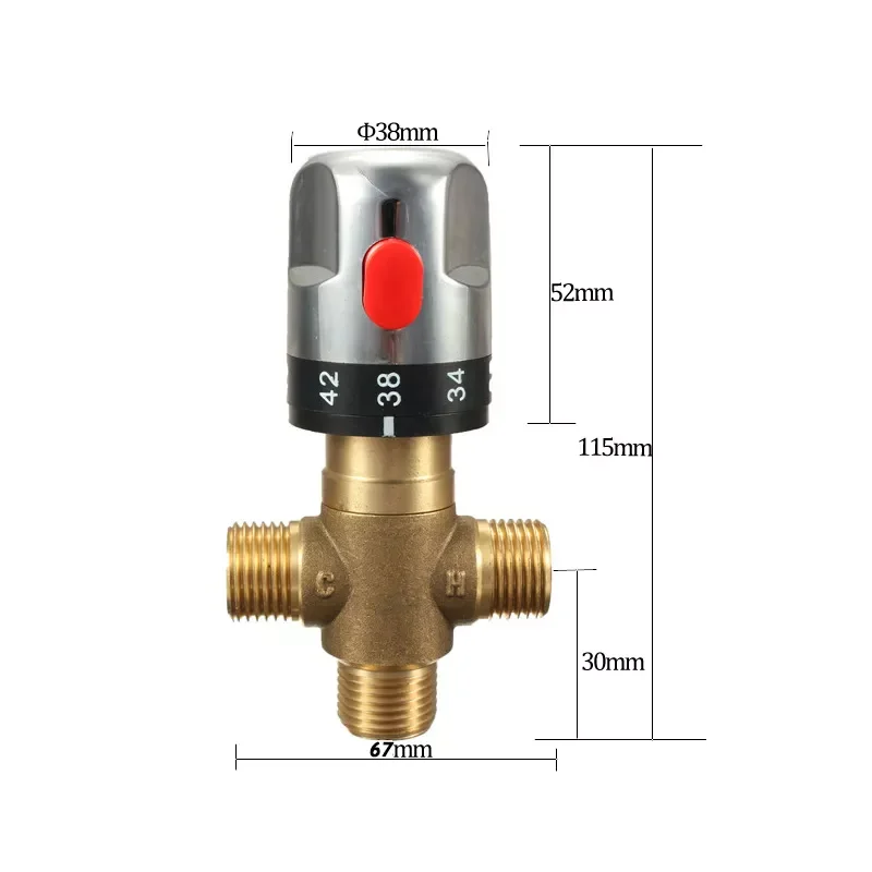 

2PCS Brass Thermostatic Mixing Valve Silver Plating Bathroom Faucet Temperature Mixer Control Thermostatic Valve Home