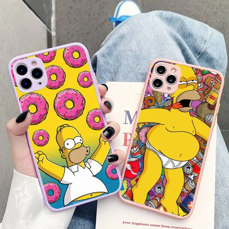 

Funny Cartoon Homer Family Phone Case for iPhone X XR XS 7 8 Plus 11 12 13 pro MAX 13mini Translucent Matte Case