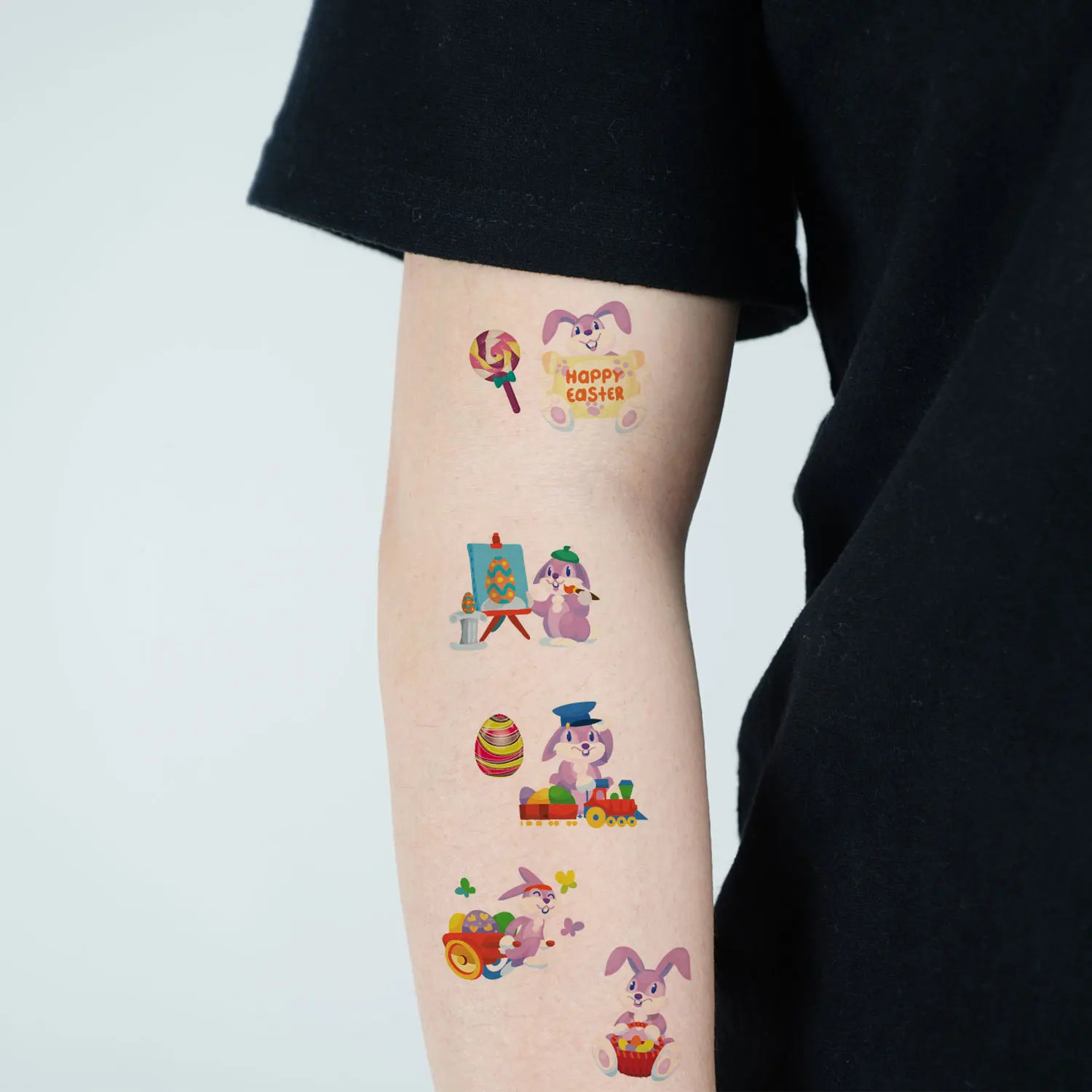 10 шт./набор водостойкие тату-наклейки с рисунком кролика и красочных яиц