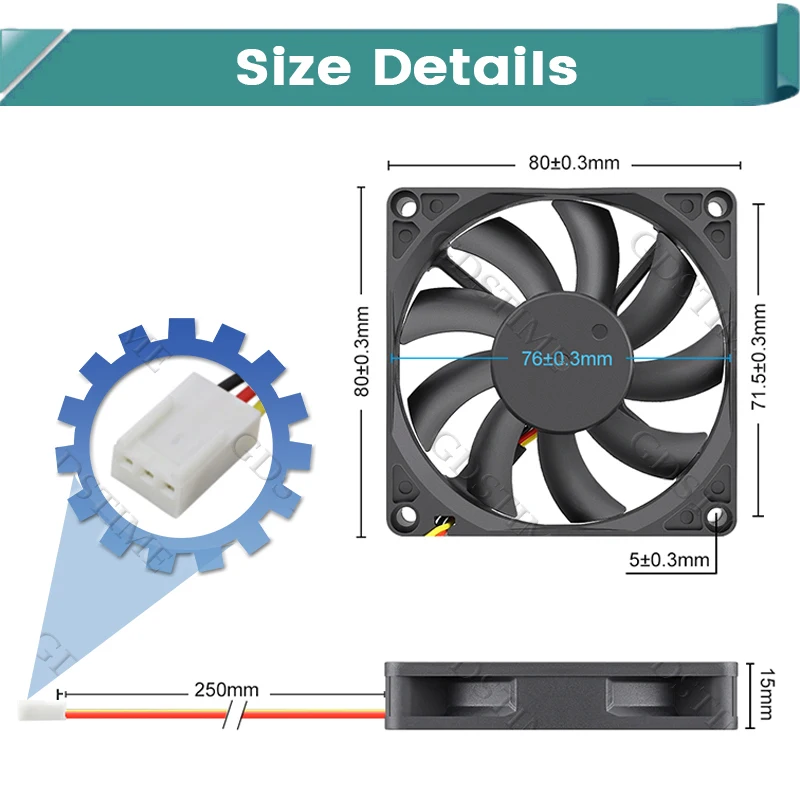 Gdstime 80 мм вентилятор DC 12V Cooler 80MM*15MM бесщеточный вытяжной охлаждения 8025 3PIN FG функция