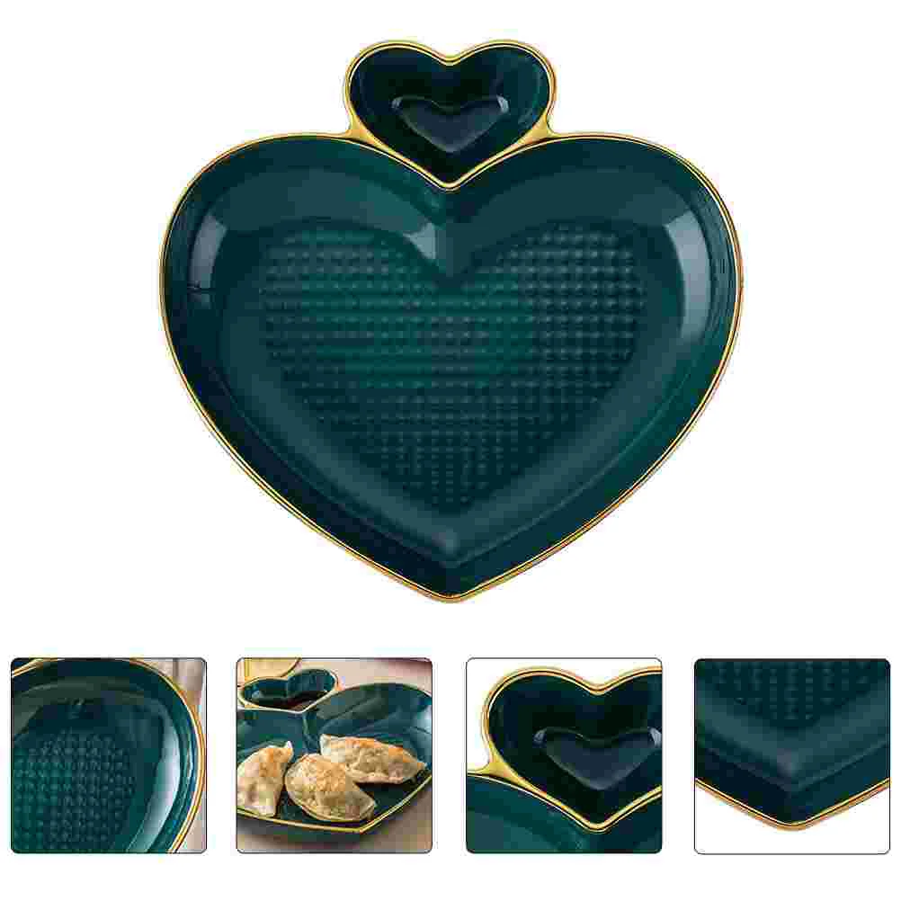 

Dumpling Plate Simple Dessert Plate Fruit Trays Pickles Heart Style Plate Ceramics Salad Dish Snack Container