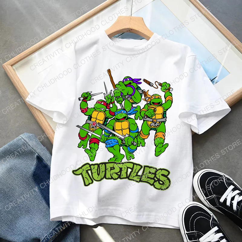 

Children T Shirt TMNT Teenage Mutant Ninja Turtles Kawaii Anime Kid's Cartoons T-Shirt Game Casual Clothes Girl Boy Short Sleeve