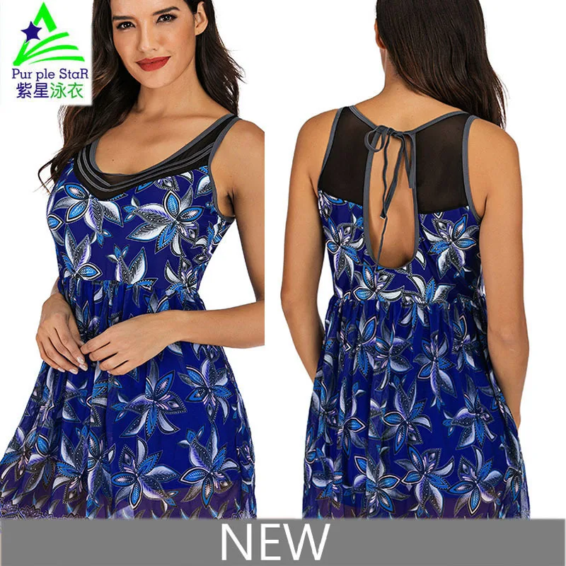 

Vintage Tankini Set Plus Size Floral Print Two Piece Swimsuit For Womens Sexy Backless Bandage Swimdrss Beachwear Bathing Suit