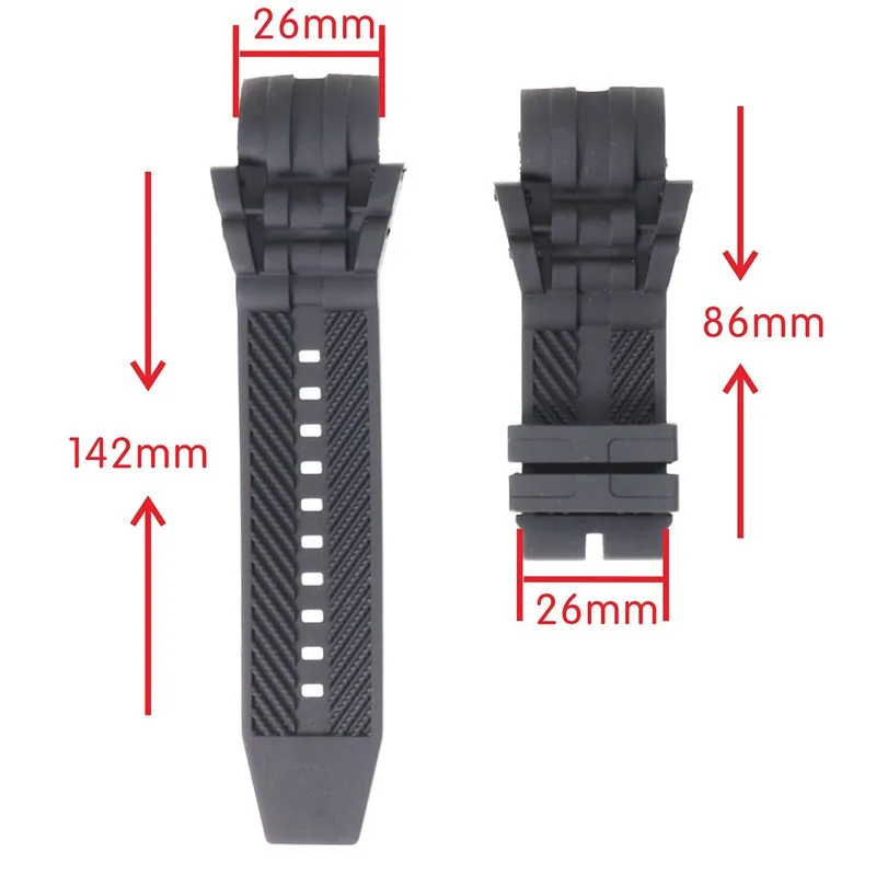 26mm Black Blue Silicone Watch Strap Replacement Bracelet for Invicta Watchband Waterproof Belt