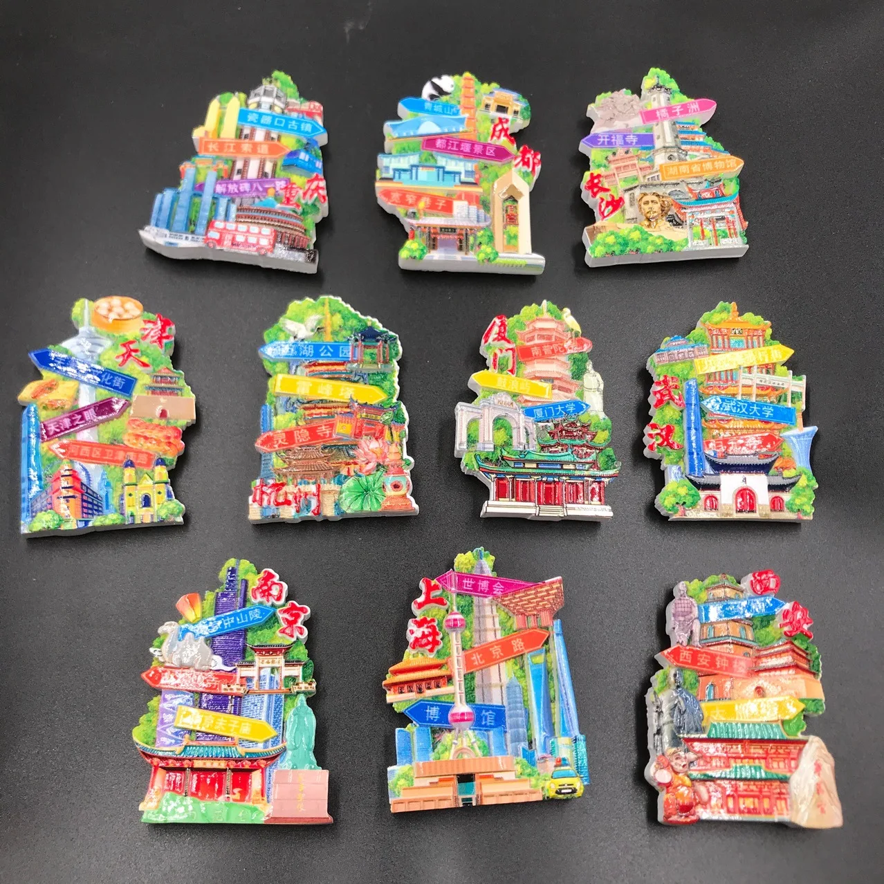 Китайский магнит на холодильник для путешествий, город Шанхай, Ухань, Чанша, Си-Ань, Ханчжоу, Чэнду, культурные магниты, сувенир, аксессуары для домашнего декора