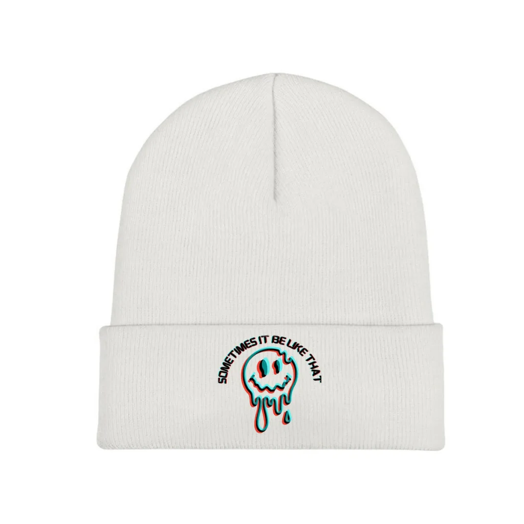 

Sometimes It Be Like That Melted Smiley Knitting Knitted Hat Beanie Caps Skullies Beanies Ski Cap Soft Bonnet Hats Winter Warm