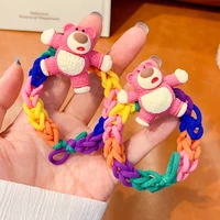new high elastic knotted bear hair ropes for girls kids rainbow color ponytail hairband diy clothing decoration gift accessories