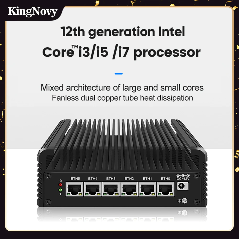 

12th Gen Alder Lake 2.5G Router Intel i7 1265U i5 1235U Pentium 8505 6xi226-V Fanless Mini PC Firewall Appliance Proxmox WiFi6
