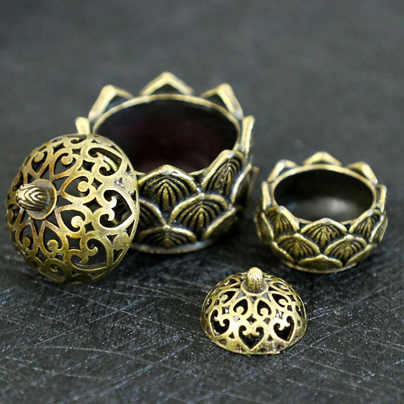 1 шт. латунная подставка для благовоний с крышкой