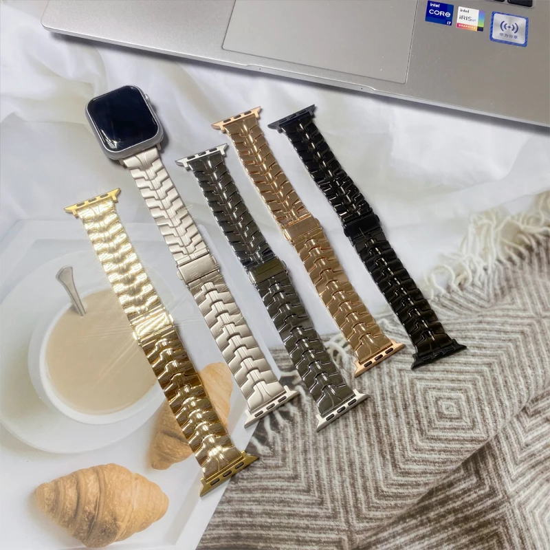 Compatible with Apple Watch Ultra Band 49/45/44/42/41/40/38mm Stainless Steel Wristband Suitable for Apple iWatch Series 8 7 6 5